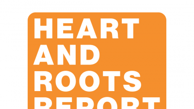 The image shows the Sonoma CAN logo above a large orange rectangle with bold white text reading "HEART AND ROOTS REPORT.